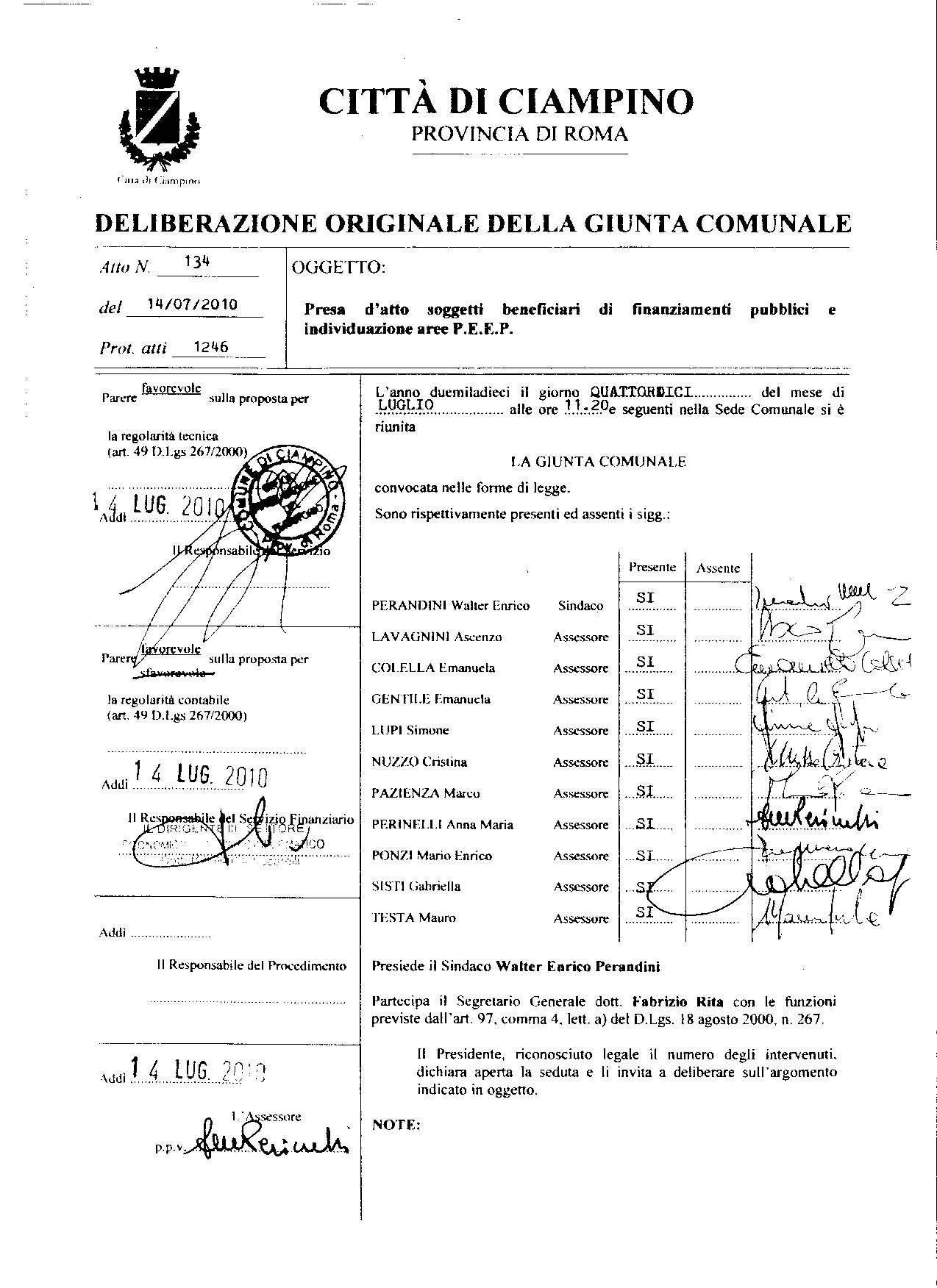 Visita la pagina Delibera di Giunta